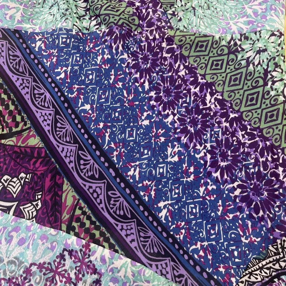 Dressbarn Y2K Babydoll Fairy Asymmetrical Dress Size 8 Sheer Patchwork Festival - Picture 9 of 16